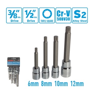 Комплект 4 XZN бита FIXTEC 3/8″‑1/2″ за автосервиз и индустрия - Img 3