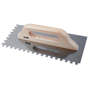 Неръждаема назъбена шпакла Evotools 676464, дървена дръжка, 480x130мм, стъпка 10мм