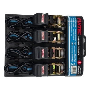 Комплект 4 броя обезопасителни ремъци FIXTEC 1" x 5м с тресчотка и S куки - Img 3