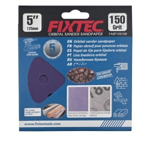 Абразивен диск FIXTEC 125 мм, P150 за орбитална шлайфмашина