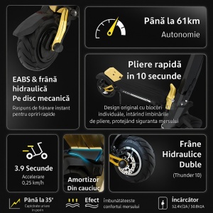 Електрическа тротинетка Gspace Venus 10 Sport L, Двоен мотор, идеална за градско придвижване // Черна - Img 5