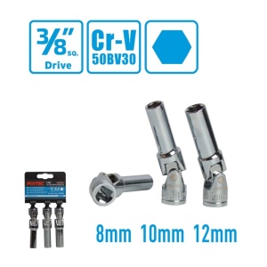 Комплект вложки за свещи FIXTEC 3 части, 3/8", CR-V