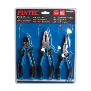 Комплект клещи FIXTEC 3 части, Cr-V, черно покритие - Img 2