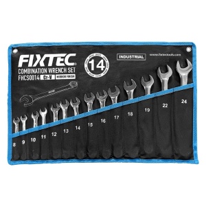 Комплект комбинирани ключове FIXTEC 14 броя, CR-V, с калъф
