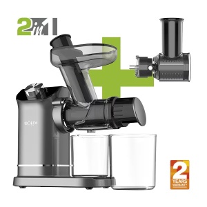 Бавнооборотна сокоизстисквачка за плодове и зеленчуци BOHM BM1533SM, 150W, с многофункционално ренде