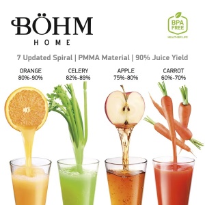 Бавнооборотна сокоизстисквачка за плодове и зеленчуци BOHM BM1533SM, 150W, с многофункционално ренде - Img 7