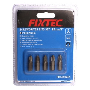 Комплект битове за отвертка FIXTEC PH2 25mm, 5 броя