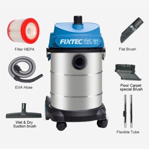 Мокро и сухо индустриално прахосмукачка FIXTEC 2000W, 60л - Img 5