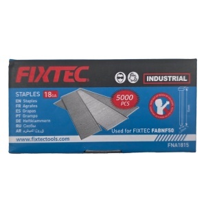 Пневматични скоби FIXTEC GA‑18 1.25×1.0×15 мм, 5000 броя