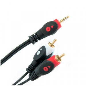Cablu Jack 3,5mm / 2x RCA M/M 5m Gold