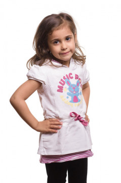 Bluza alba cu gluga si imprimeu