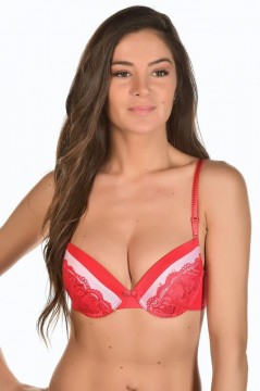 Sutien rosu cu push up dantela