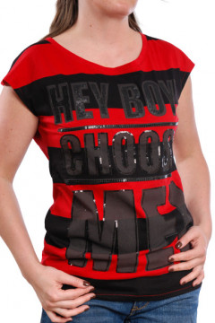 Tricou cu dungi si imprimeu text