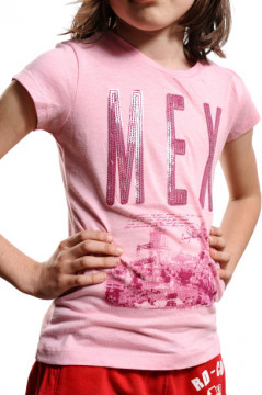 Tricou roz cu imprimeu text si imagine