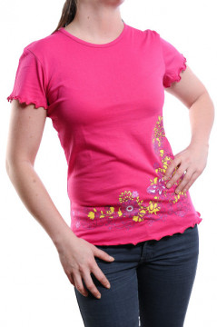 Tricou roz cu imprimeu floral