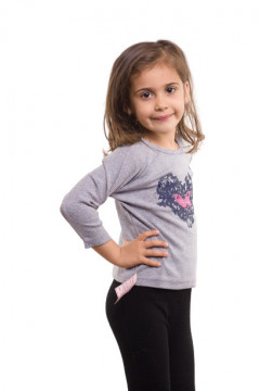 Tricou gri cu imprimeu inimioara