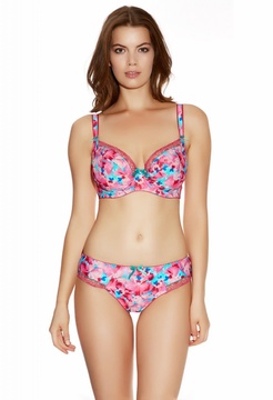 Sutien balconette cu armatura si imprimeu floral