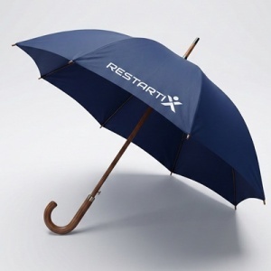 Umbrelă automată RestartiX, albastru închis, structura din lemn și metal, mâner curbat din lemn, dimensiuni Ø104 cm - Img 2