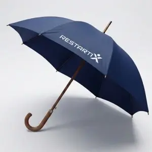 Umbrelă automată RestartiX, albastru închis, structura din lemn și metal, mâner curbat din lemn, dimensiuni Ø104 cm - Img 2