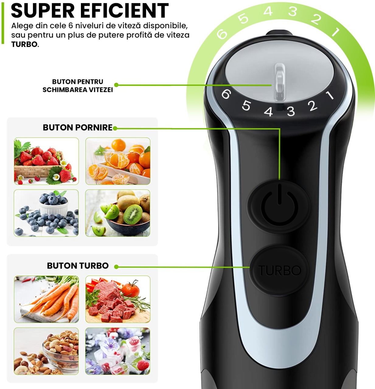 Blender Vertical Zenkabeat B23 1000W 4în1 Profesional