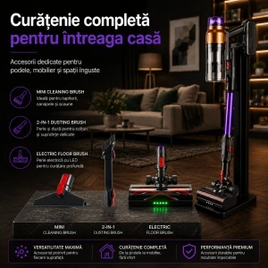 Aspirator vertical fara fir Zenkabeat XC600 Flex, 2in1: 600W Brushless, Baterie 20000Mah, acumulator Li 29.6V, Tub Flexibil - Img 4