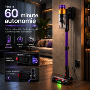 Resigilat Aspirator vertical fara fir Zenkabeat XC500, 2in1: 500W Brushless, Baterie 20000Mah, acumulator Li 29.6V - Img 5