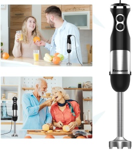 RESIGILAT - Set Blender 4 in 1 Zenkabeat B23 cu putere 1000W, Mixer vertical profesional, 6 trepte de viteza si functie Turbo, Multifunctional, Negru - Img 9