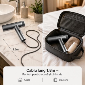 Uscător Păr Profesional Zenkabeat HD-1B 1600W Ioni Negativi Brushless - Img 2
