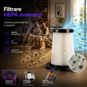 Resigilat Aspirator vertical fara fir Zenkabeat XC600 Flex, 2in1: 600W Brushless, Baterie 20000Mah, acumulator Li 29.6V, Tub Flexibil - Img 10