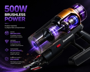 Resigilat Aspirator vertical fara fir Zenkabeat XC500, 2in1: 500W Brushless, Baterie 20000Mah, acumulator Li 29.6V - Img 6