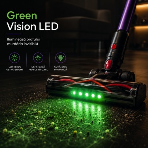 Aspirator vertical fara fir Zenkabeat XC600 Flex, 2in1: 600W Brushless, Baterie 20000Mah, acumulator Li 29.6V, Tub Flexibil - Img 6