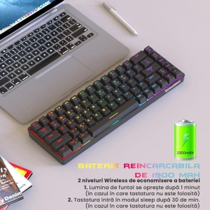 Resigilat - Tastatură Mecanică Zenkabeat RGB 68 Taste - Img 8
