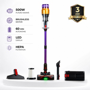 Aspirator vertical fara fir Zenkabeat XC500, 2in1: 500W Brushless, Baterie 20000Mah, acumulator Li 29.6V - Img 6