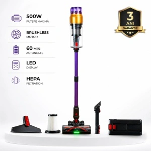 Aspirator vertical fara fir Zenkabeat XC500, 2in1: 500W Brushless, Baterie 20000Mah, acumulator Li 29.6V - Img 6