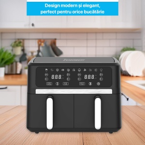 Friteuza cu aer Zenkabeat V2 Ultimate Dual-Pot Airfryer, 2400W, capacitate 9L, 11 programe presetate, Tehnologie Deep-Fry, temperatura ajustabila 80-200 C, timer 0-60 minute, poturi detasabile, displa - Img 4