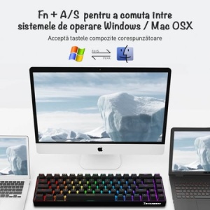 Resigilat - Tastatură Mecanică Zenkabeat RGB 68 Taste - Img 4
