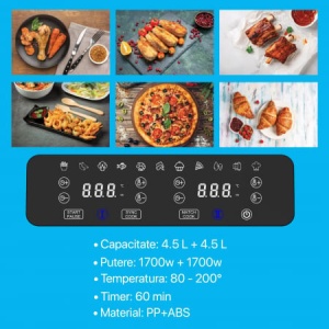 Resigilat - Air Fryer Zenkabeat V2 Dual Pot 2400W 9L - Img 4