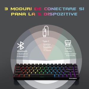 Resigilat - Tastatură Mecanică Zenkabeat RGB 68 Taste - Img 7