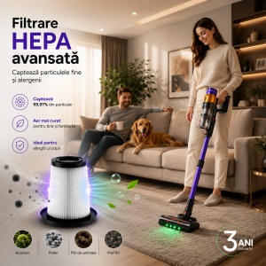 Resigilat Aspirator vertical fara fir Zenkabeat XC500, 2in1: 500W Brushless, Baterie 20000Mah, acumulator Li 29.6V - Img 8