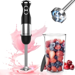 RESIGILAT - Set Blender 4 in 1 Zenkabeat B23 cu putere 1000W, Mixer vertical profesional, 6 trepte de viteza si functie Turbo, Multifunctional, Negru - Img 2