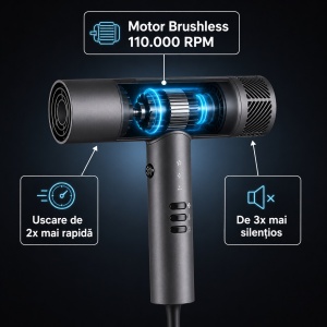 Uscător Păr Profesional Zenkabeat HD-1B 1600W Ioni Negativi Brushless - Img 8