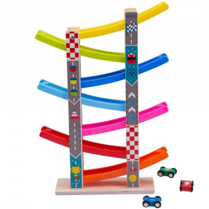 Wooden Car Ramp Toy - Colourful Cars & Ramp [DEMO]