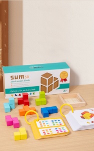Jucarie Montessori, Blocuri de Constructie 3D din Lemn, Educatie timpurie, Puzzle pentru antrenarea motricitatii fine, Jocuri de gandire logica - Img 2