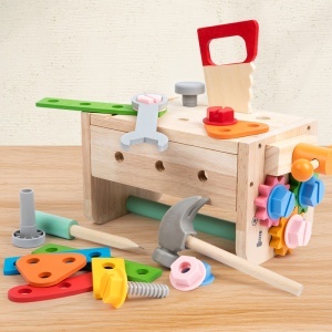 Set de Unelte din Lemn Montessori – Set Multifunctional de 29 de Piese pentru Joc de Rol si Constructie, Educativ pentru Copii 3-6 Ani - Img 1