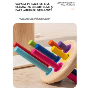 Joc educativ Montessori 3 in 1, pentru Motricitate fina, Jucarii de invatare din lemn pentru copii, sortarea formelor si culorilor, 1-3 ani - Img 4