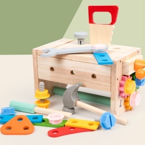 Set de Unelte din Lemn Montessori – Set Multifunctional de 29 de Piese pentru Joc de Rol si Constructie, Educativ pentru Copii 3-6 Ani - Img 4