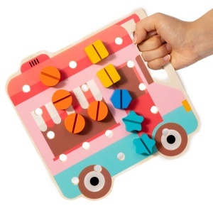 Jucarie din Lemn Interactiva, Placa cu Suruburi, Puzzle pentru Copii, Activitati de Invatare Prescolara, Dezvoltarea Abilitatilor Logice si Motrice, Multicolor - Img 6