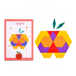 Jucarie Educativa Montessori Puzzle cu 10 Forme Geometrice din Lemn, Multicolora, pentru Copii 3+ Ani - Img 5