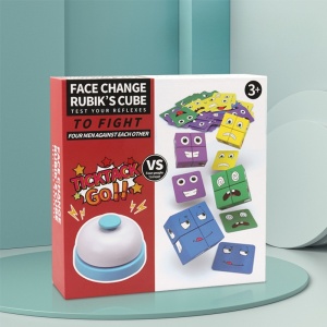 Jucarie Montessori Pentru Stimularea Inteligentei, Joc Captivant, Puzzle 3D, Cub Magic cu Emotii si Expresii Faciale, Blocuri de Constructie cu Design Variabil, Multicolor - Img 4