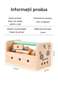 Set de Unelte din Lemn Montessori – Set Multifunctional de 29 de Piese pentru Joc de Rol si Constructie, Educativ pentru Copii 3-6 Ani - Img 6
